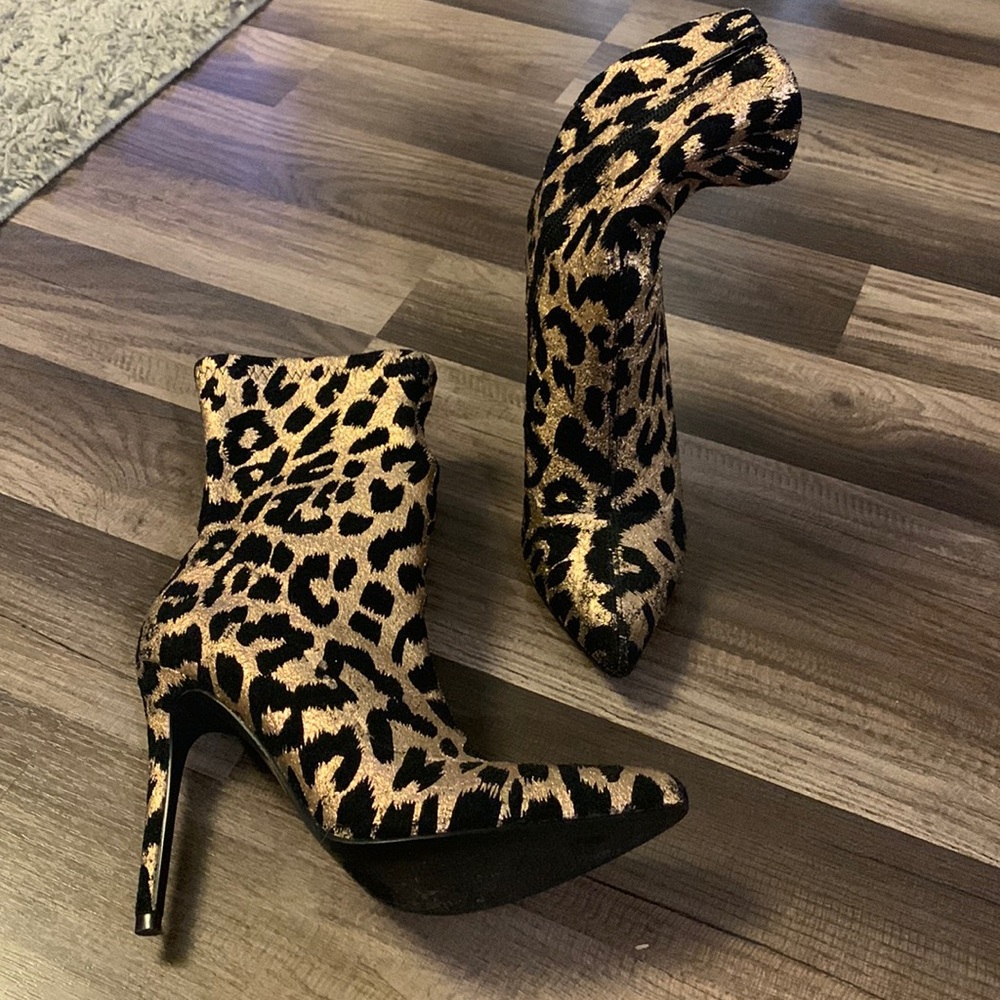 Cheetah print booties